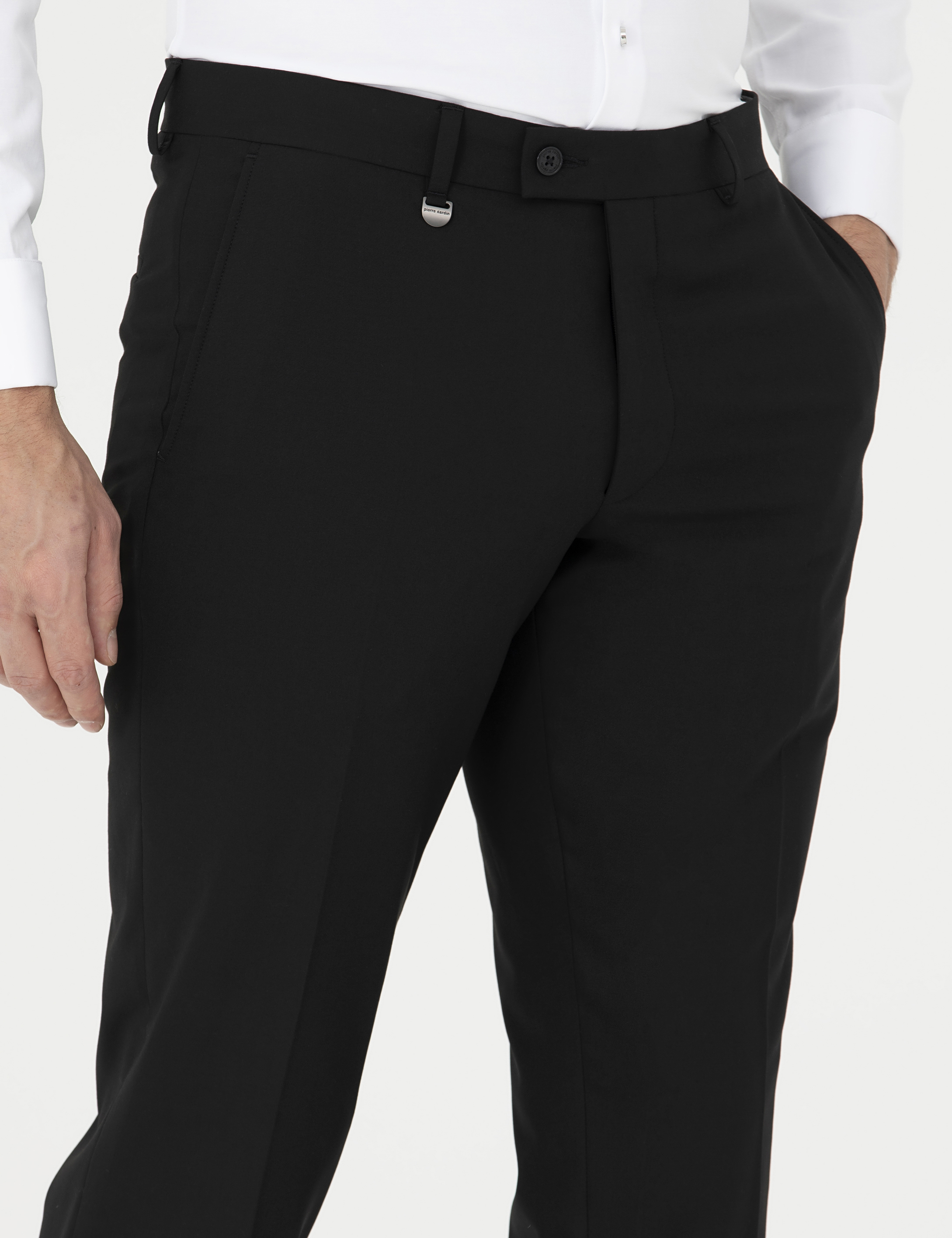 Siyah Slim Fit Kumaş Pantolon - Image 5