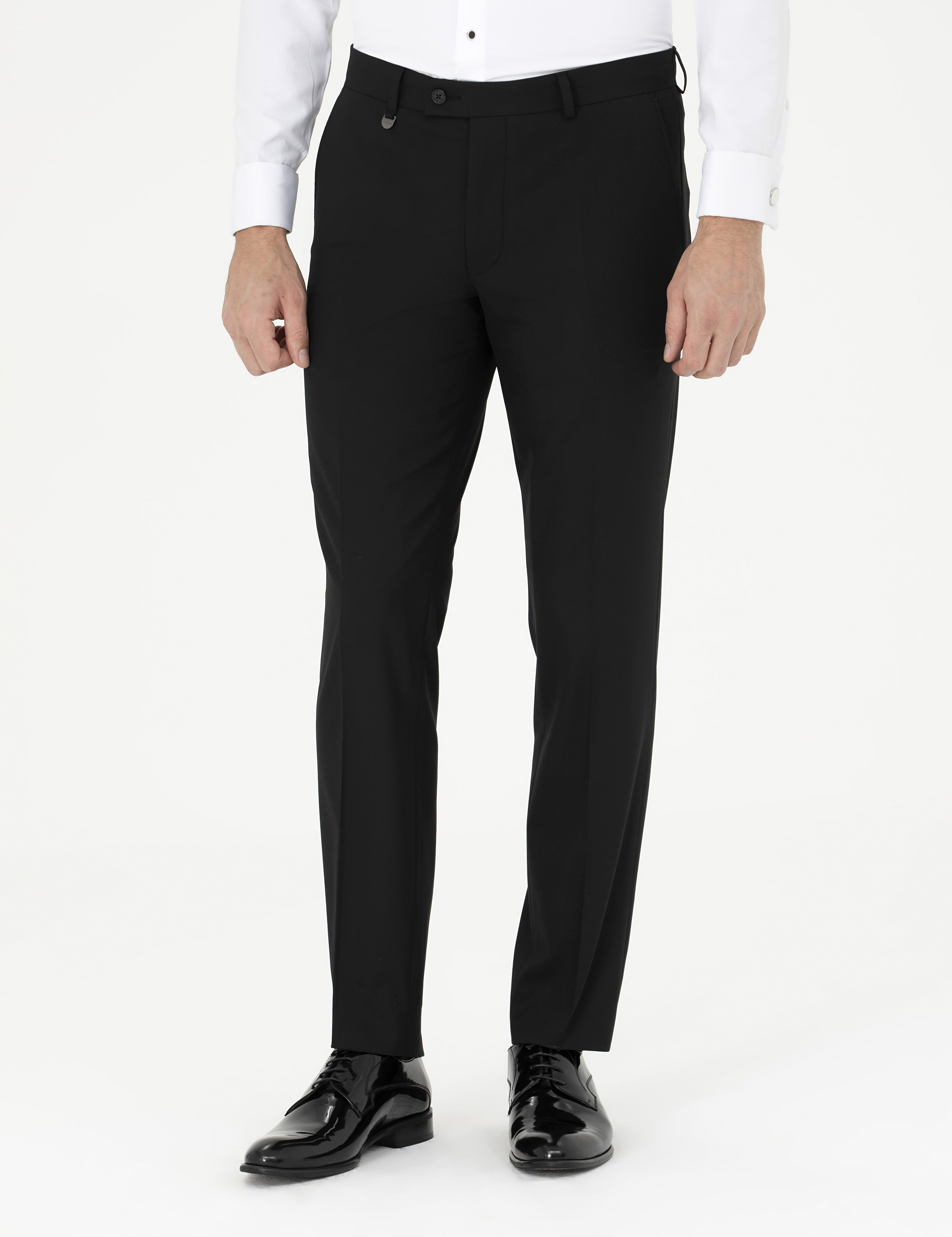 Siyah Slim Fit Kumaş Pantolon - Image 2