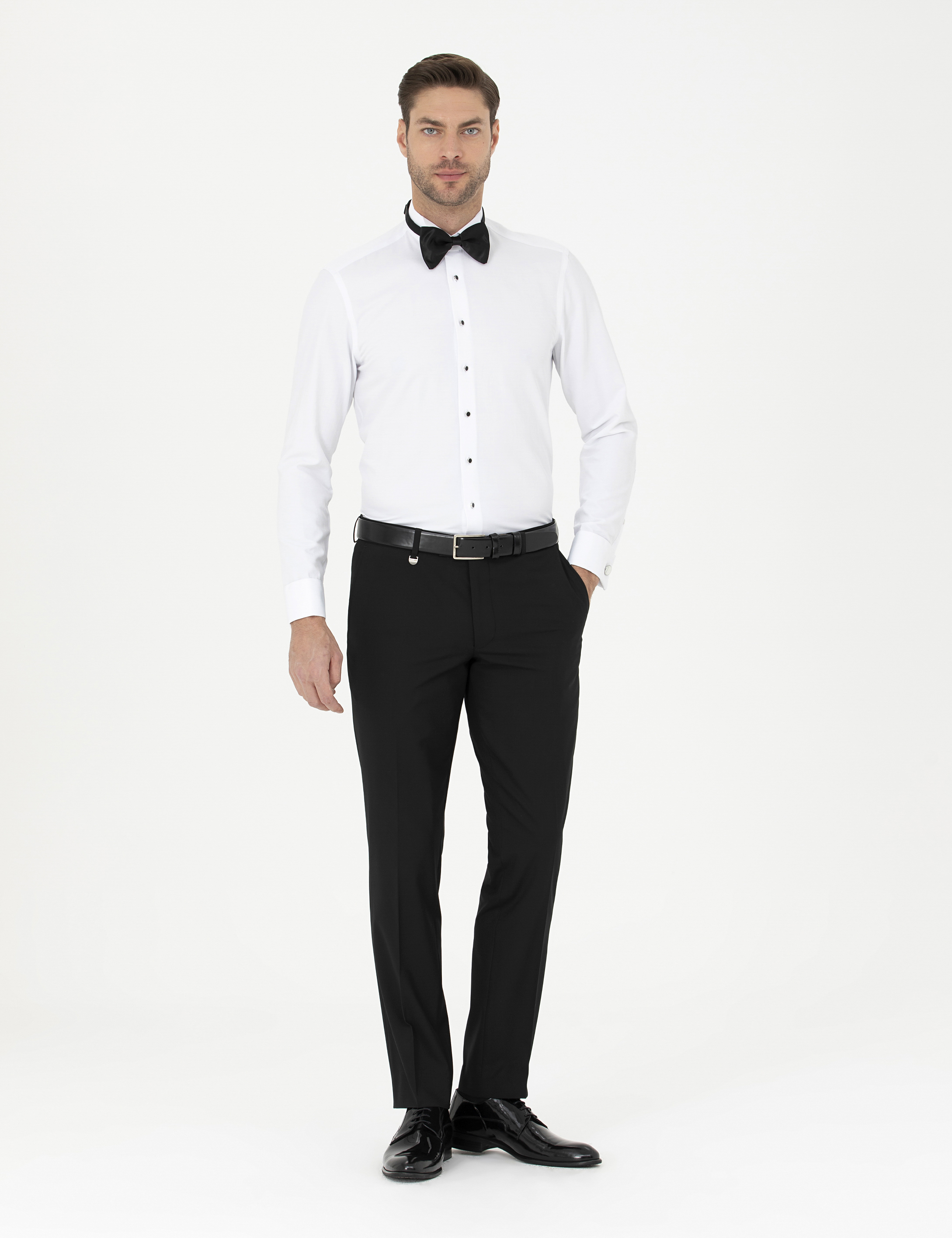 Siyah Slim Fit Kumaş Pantolon - Image 3