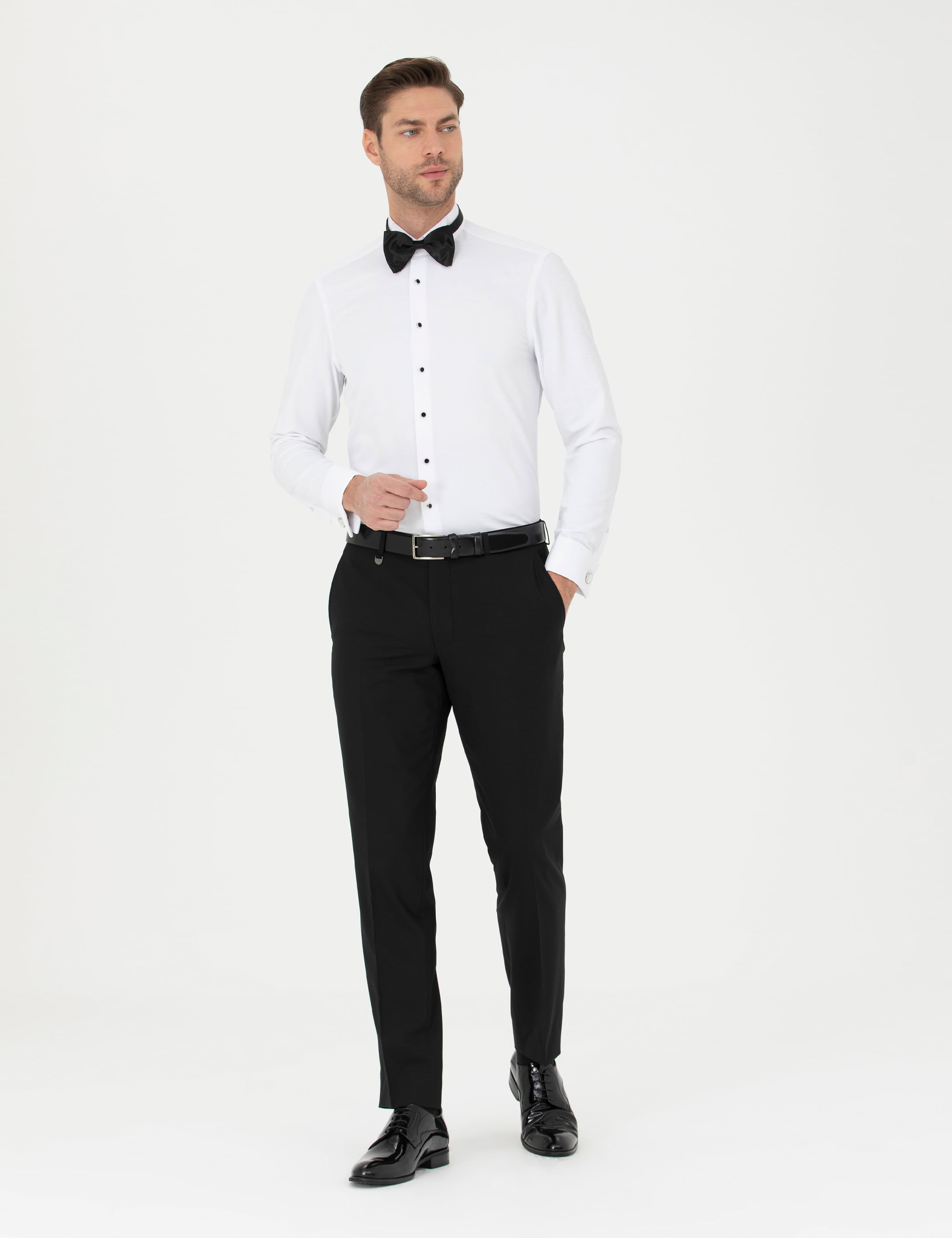 Siyah Slim Fit Kumaş Pantolon - Image 1