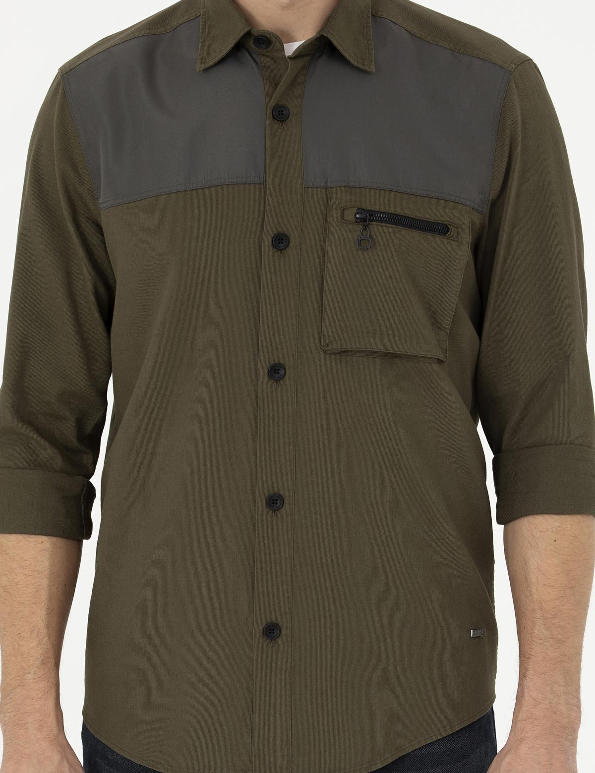 Haki Comfort Fit Uzun Kollu Gömlek - 50274659014