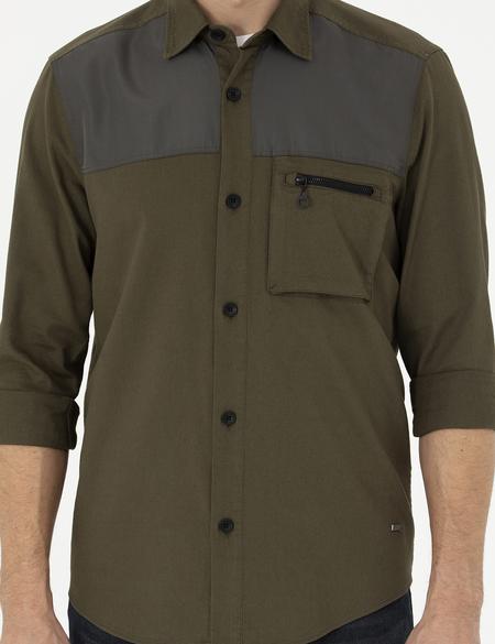 Haki Comfort Fit Uzun Kollu Gömlek - 50274659014