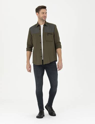 Haki Comfort Fit Uzun Kollu Gömlek