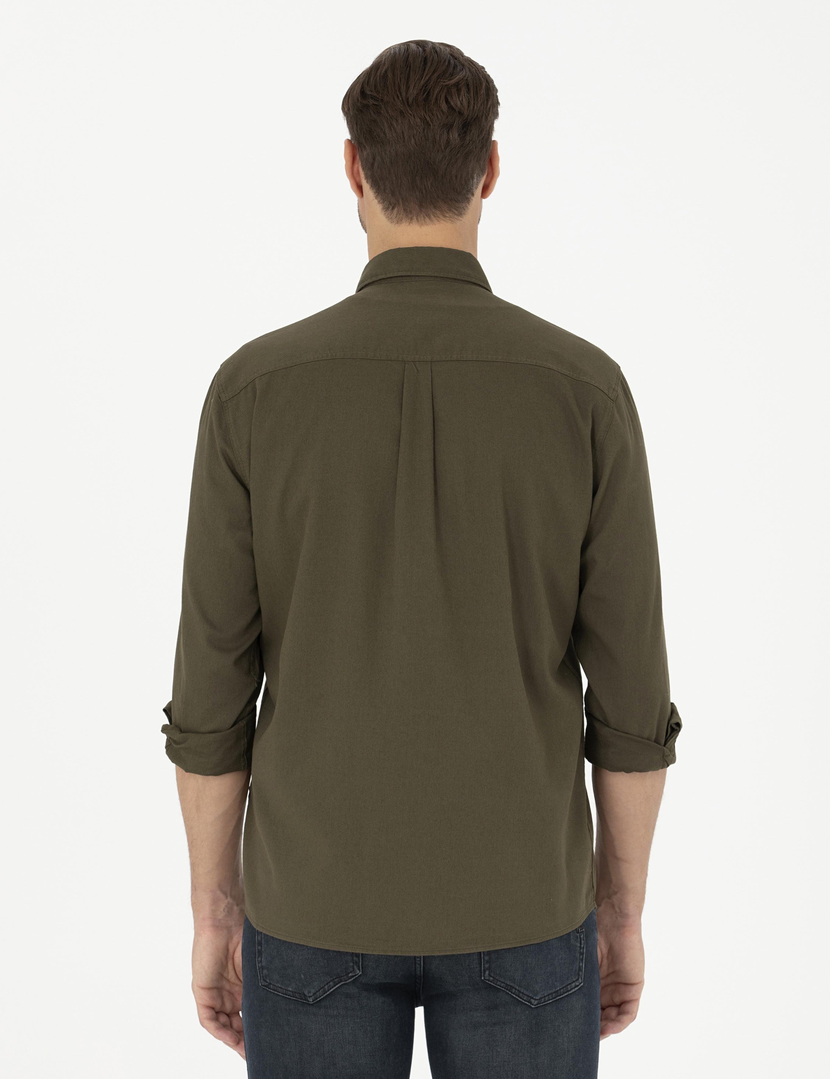 Haki Comfort Fit Uzun Kollu Gömlek