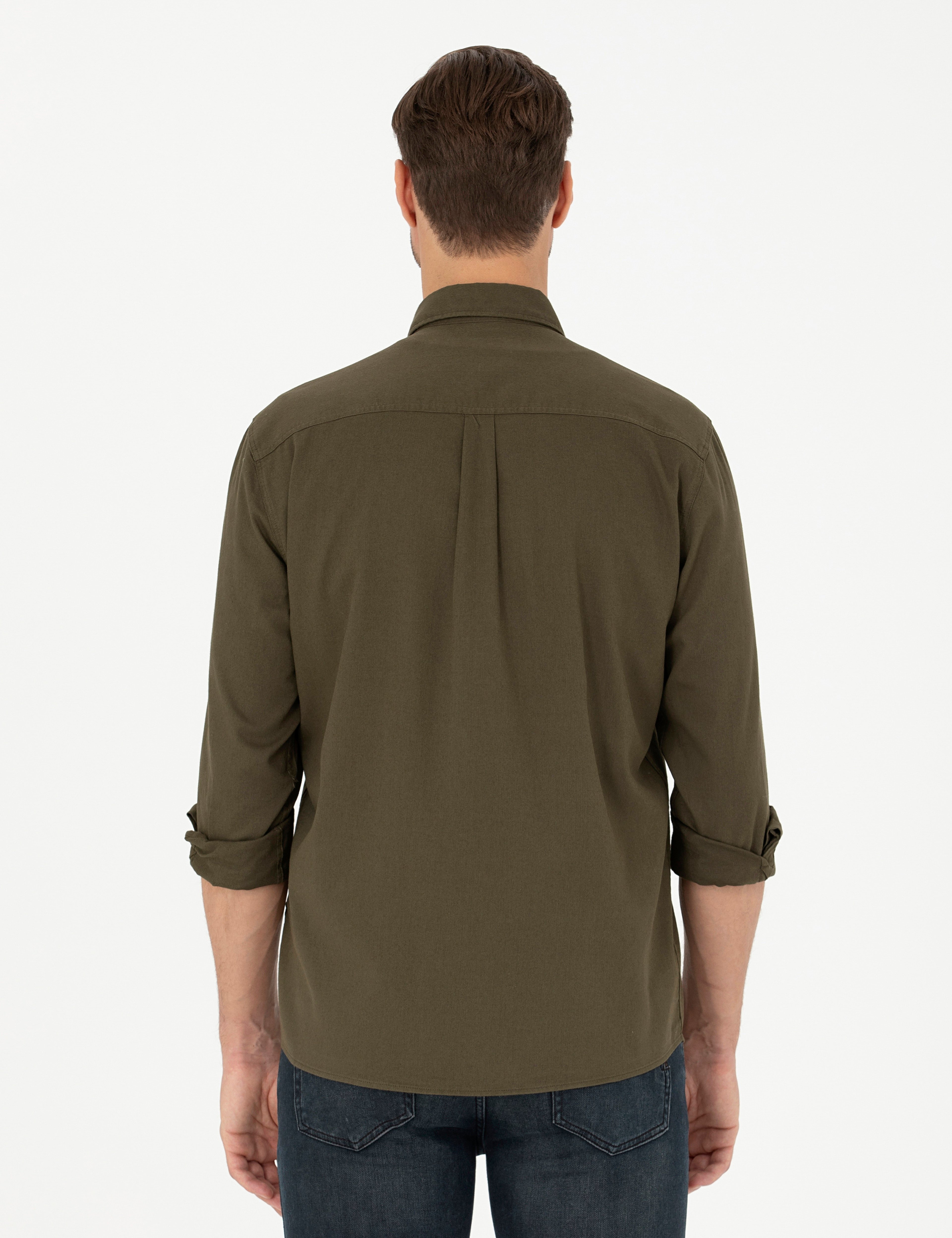 Haki Comfort Fit Uzun Kollu Gömlek - Image 5