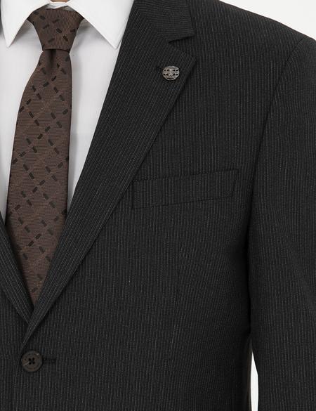 Antrasit Çizgi Detaylı Takım Elbise - 50277300005