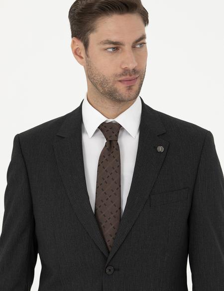 Antrasit Çizgi Detaylı Takım Elbise - 50277300005