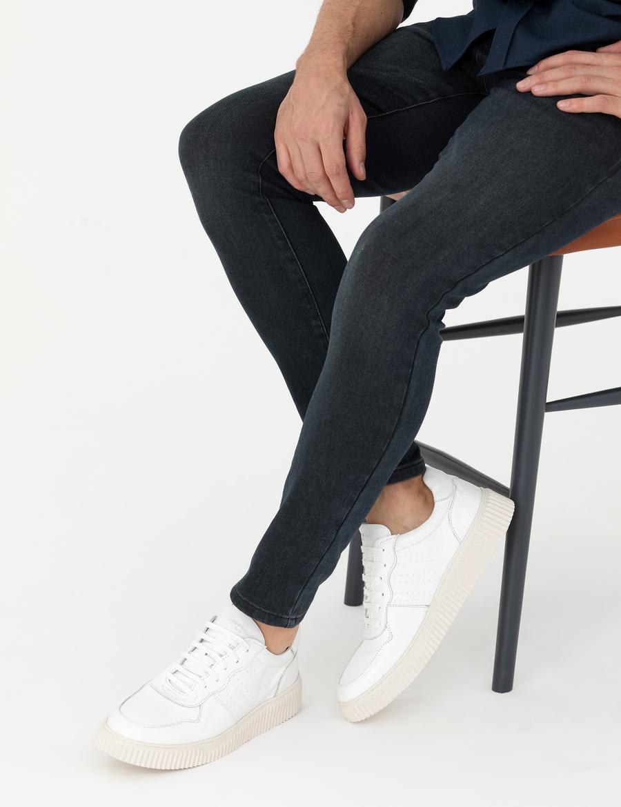 Beyaz %100 Deri Casual Ayakkabı