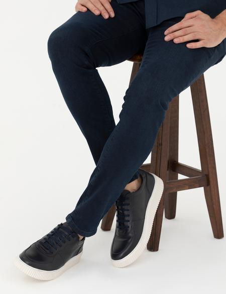 Lacivert %100 Deri Casual Ayakkabı - 50278123036