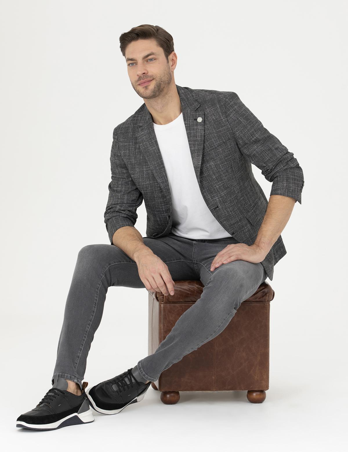 Siyah Slim Fit Ceket - 50288523017