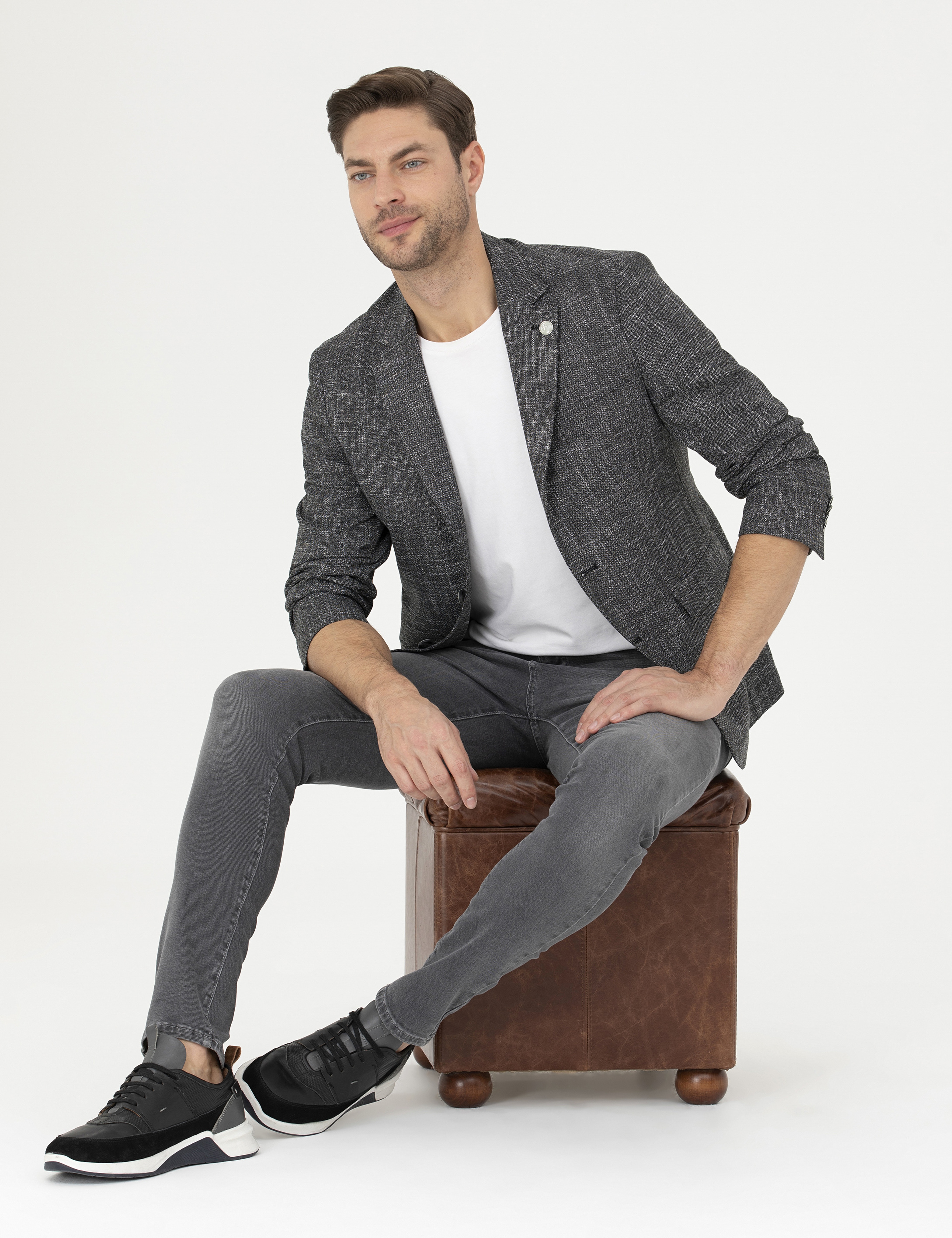 Siyah Slim Fit Ceket - Image 4