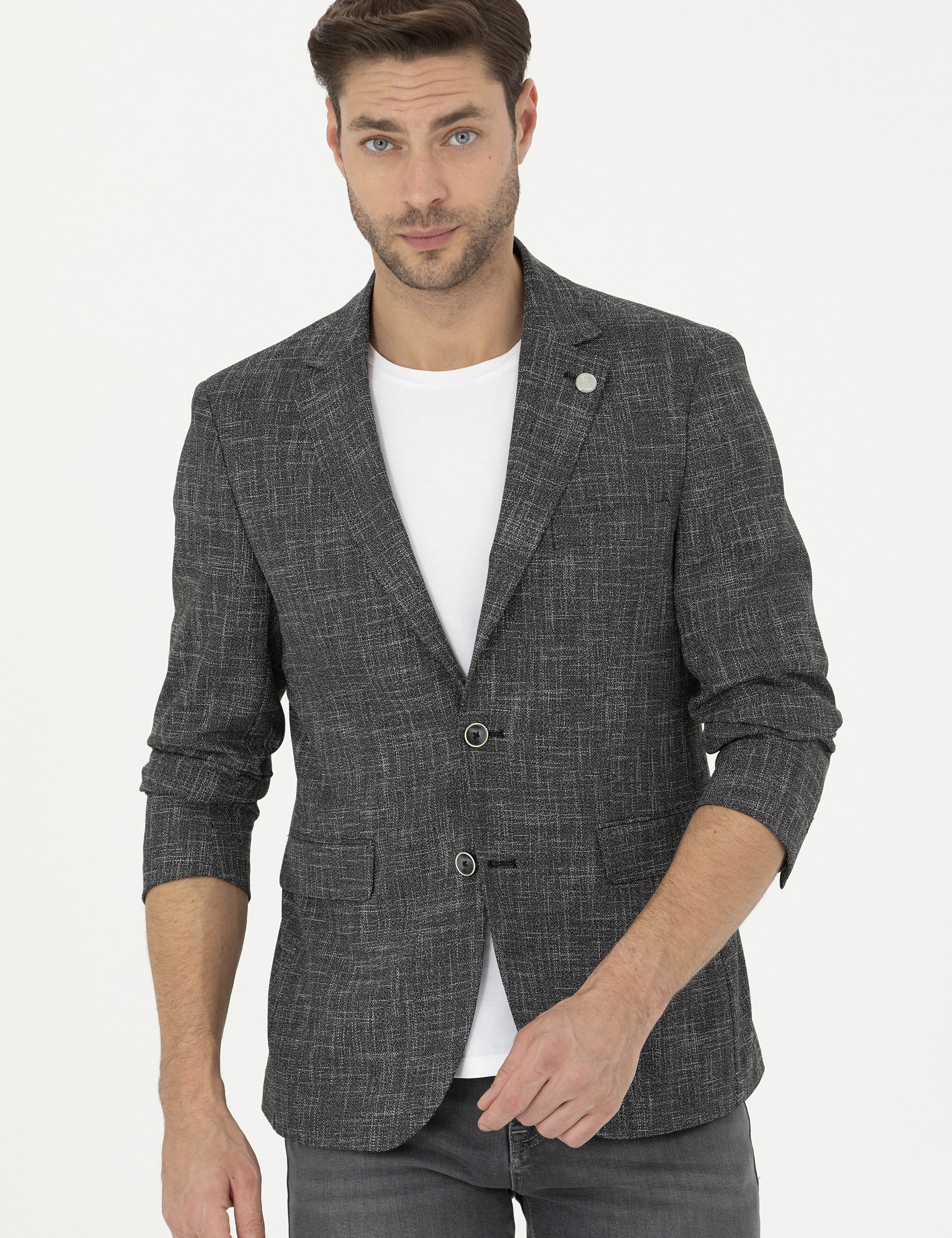Siyah Slim Fit Ceket - Image 3