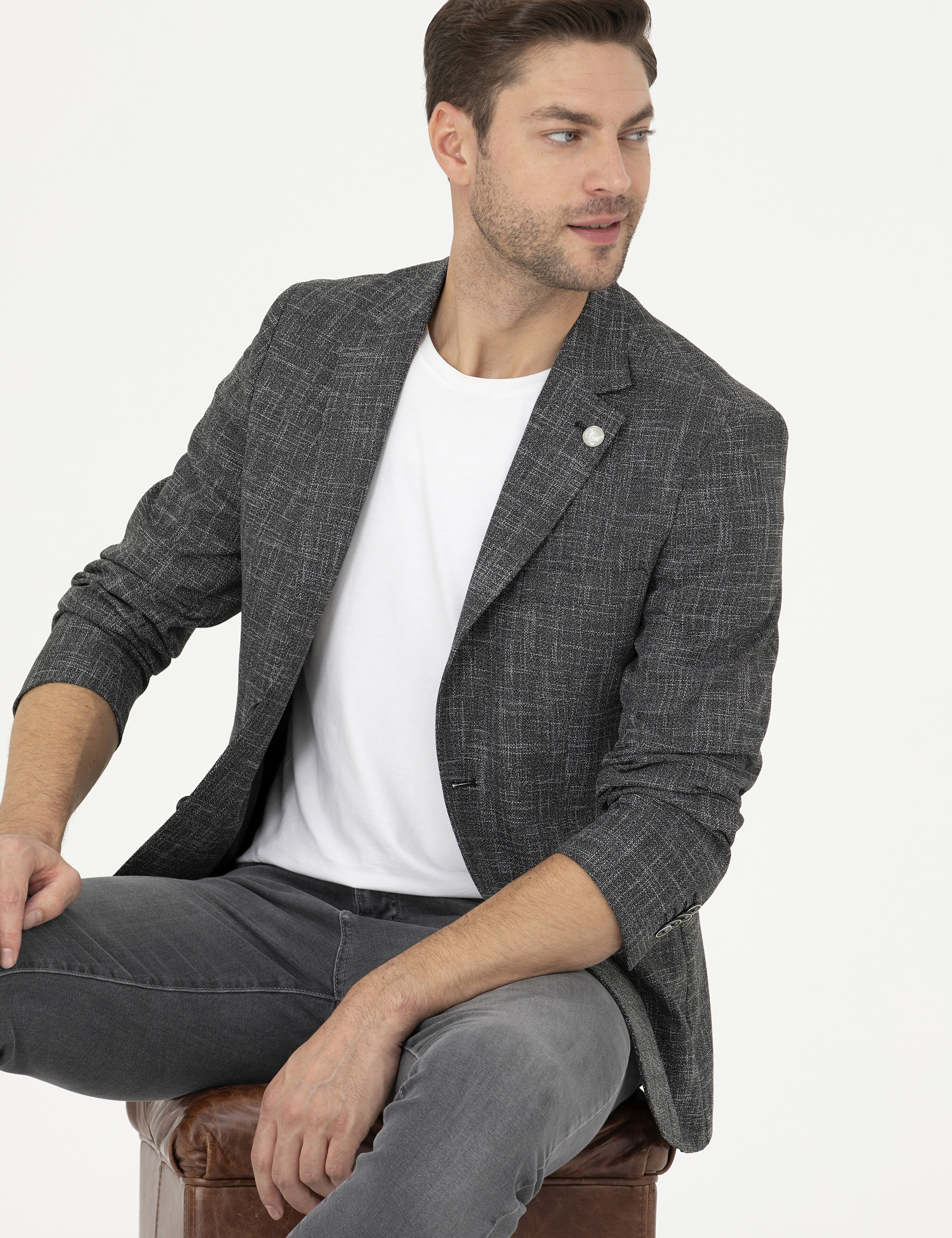 Siyah Slim Fit Ceket - Image 1
