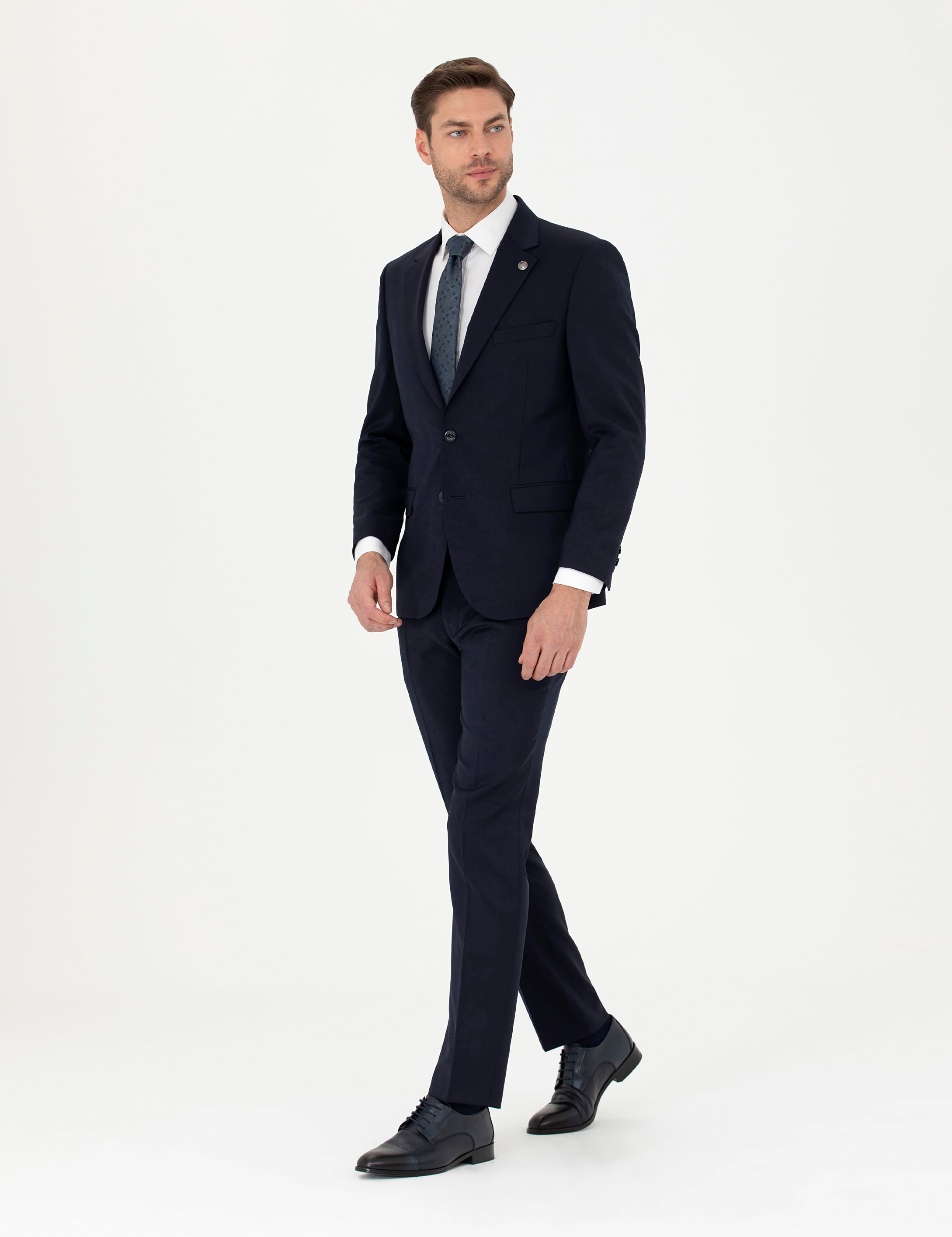 Lacivert Slim Fit Yün Takım Elbise