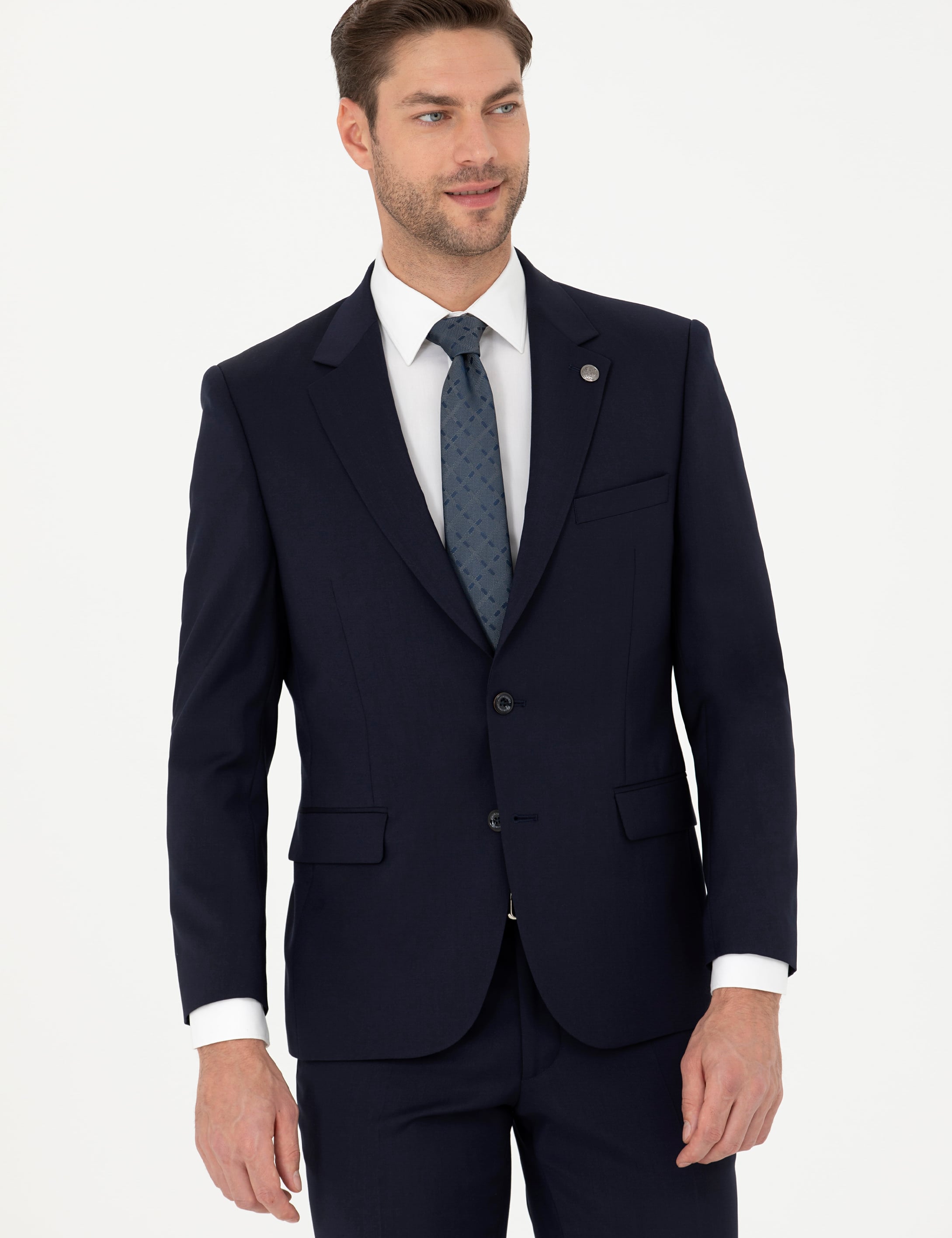 Lacivert Slim Fit Yün Takım Elbise
