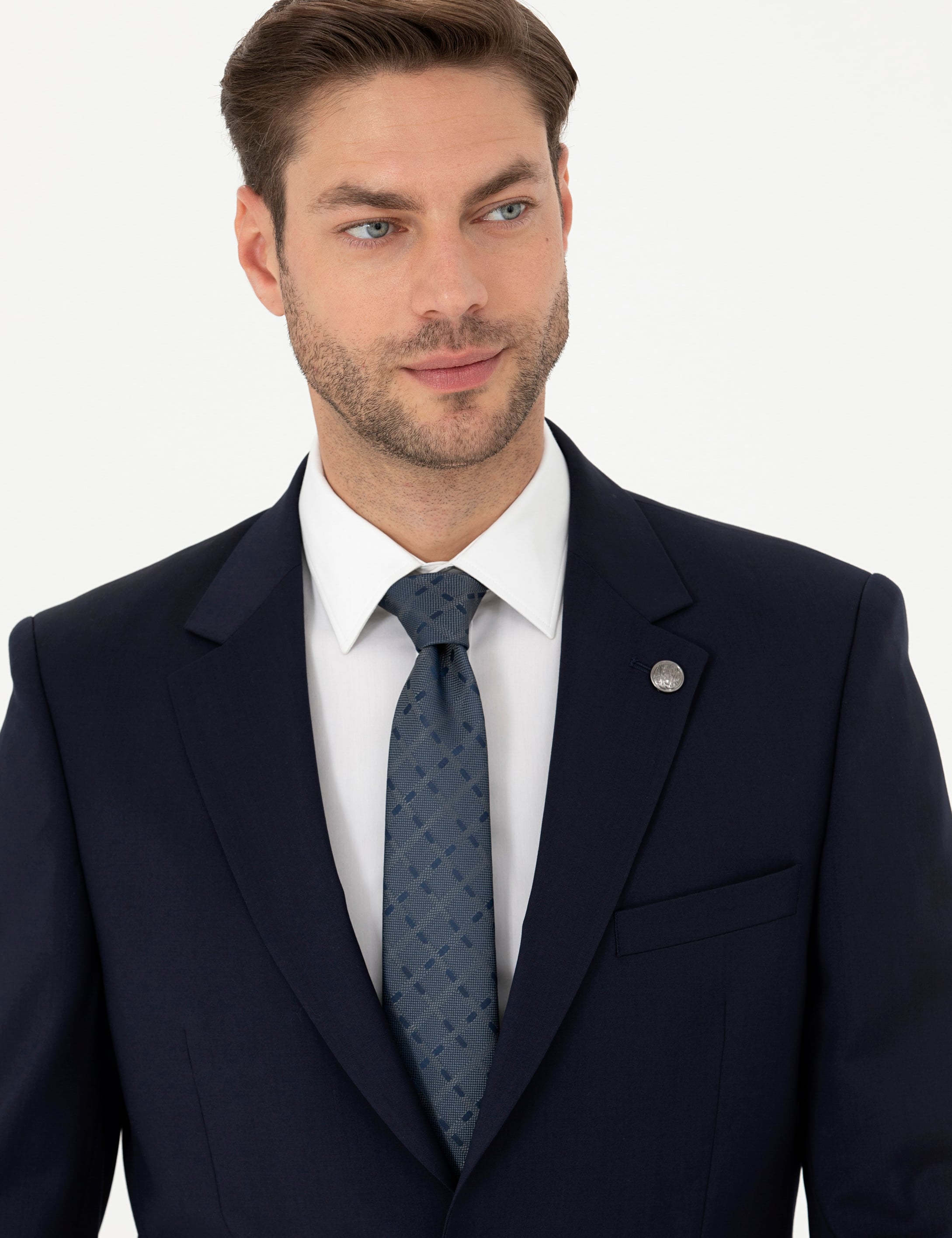 Lacivert Slim Fit Yün Takım Elbise