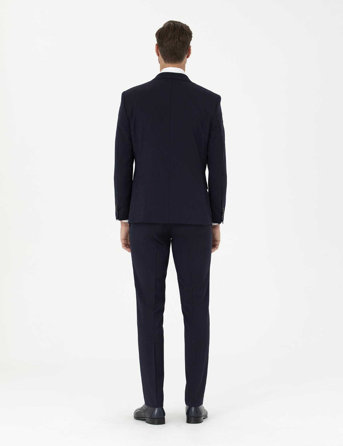 Lacivert Slim Fit Yün Takım Elbise - 50285253047