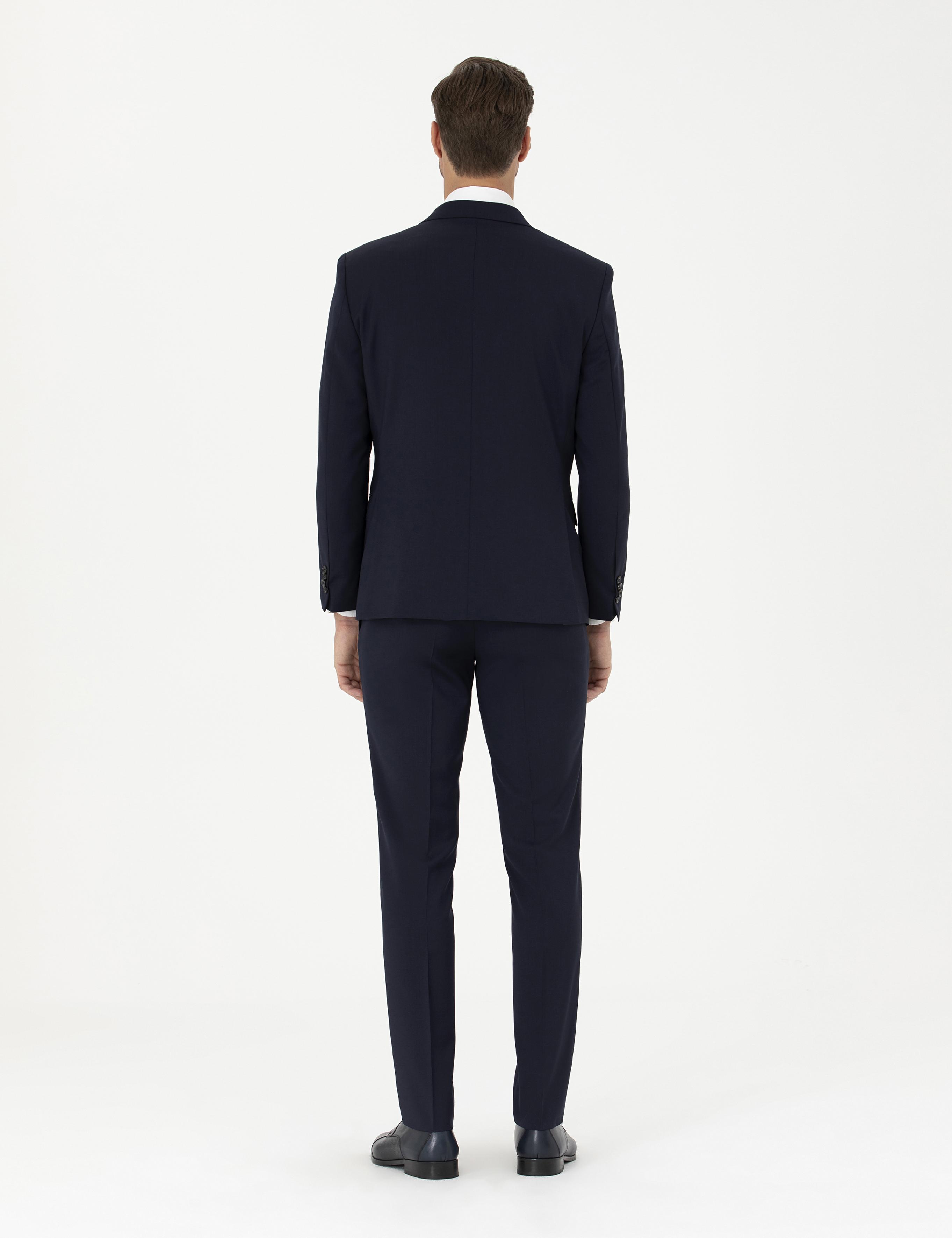 Lacivert Slim Fit Yün Takım Elbise