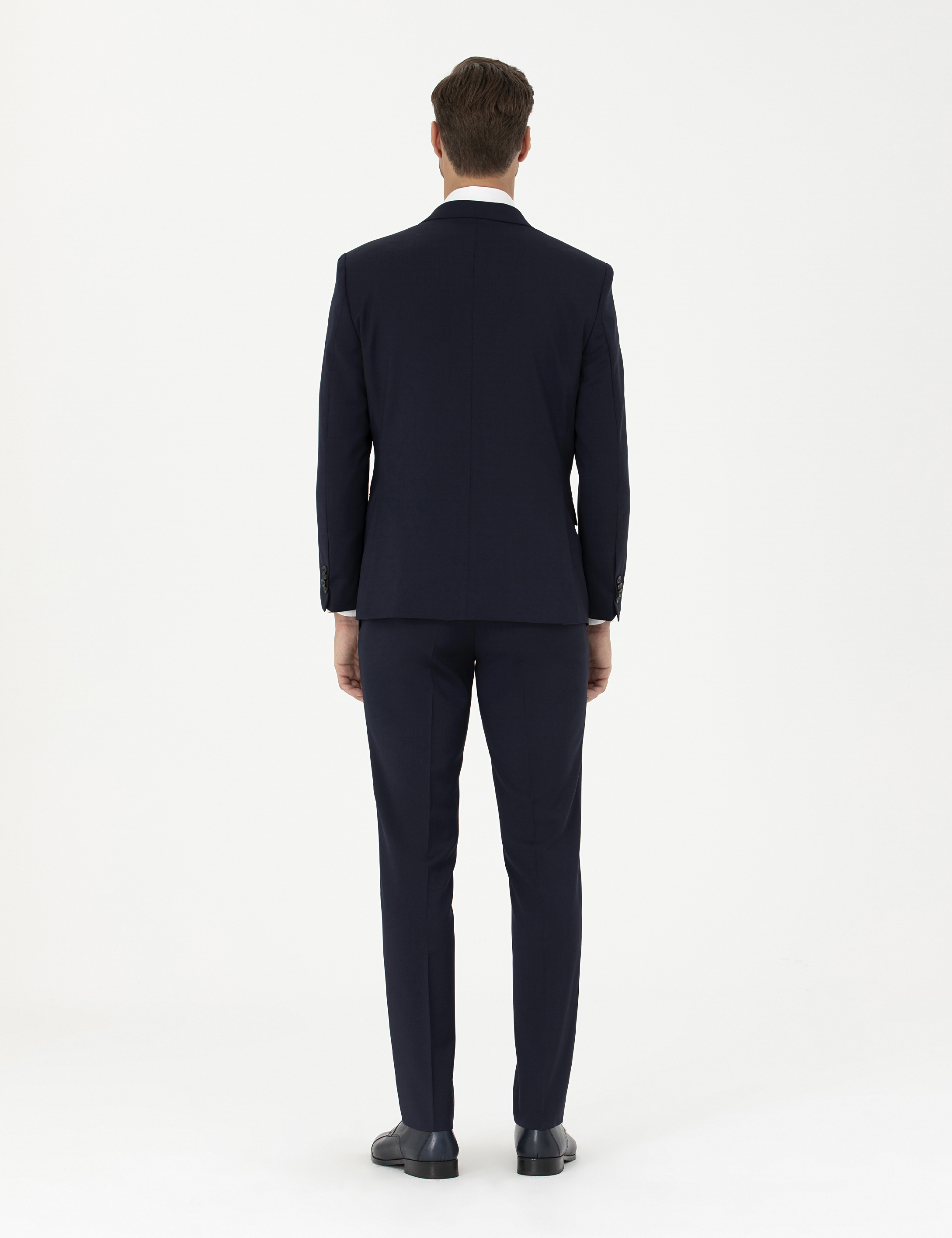 Lacivert Slim Fit Yün Takım Elbise - Image 5
