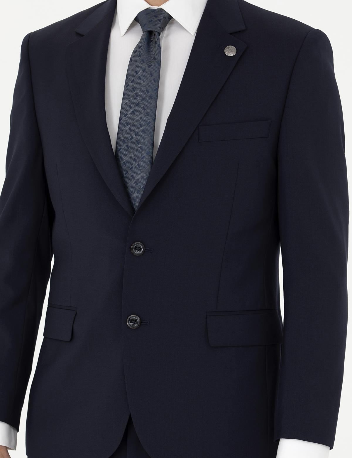 Lacivert Slim Fit Yün Takım Elbise - 50285253047