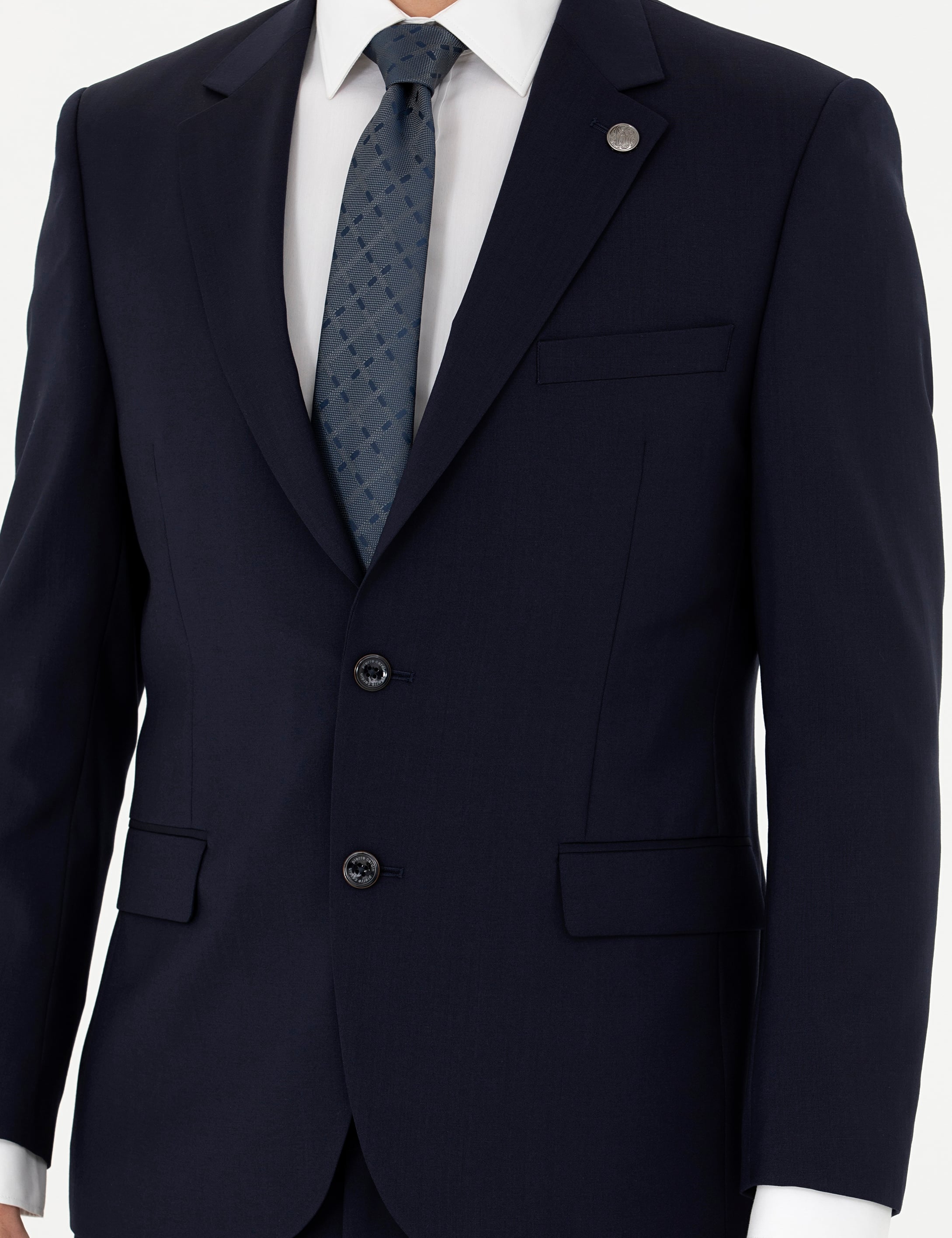 Lacivert Slim Fit Yün Takım Elbise
