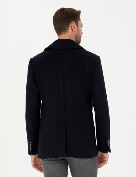 Lacivert Slim Fit Kaşe Kaban - 50284097017