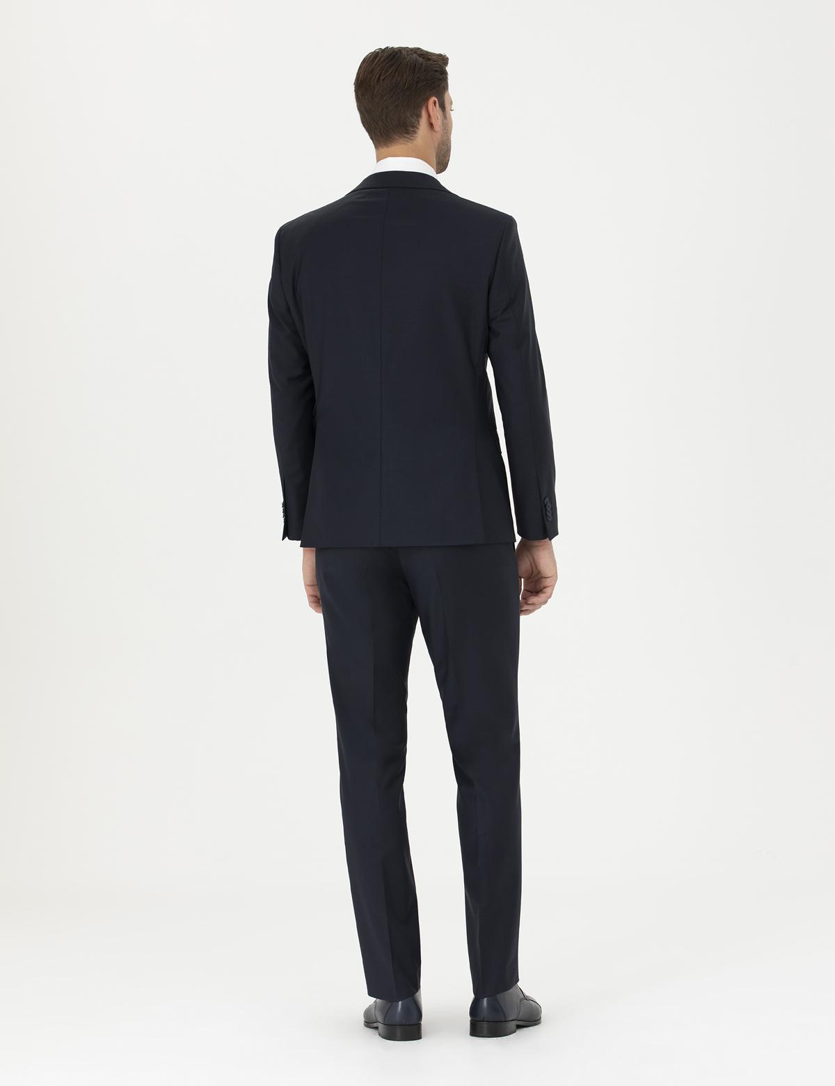 Lacivert Slim Fit Yün Karışımlı Takım Elbise - 50289262044