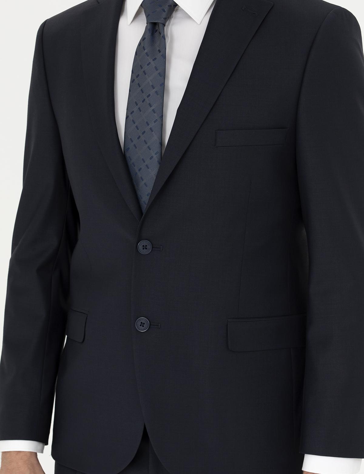 Lacivert Slim Fit Yün Karışımlı Takım Elbise - 50289262044