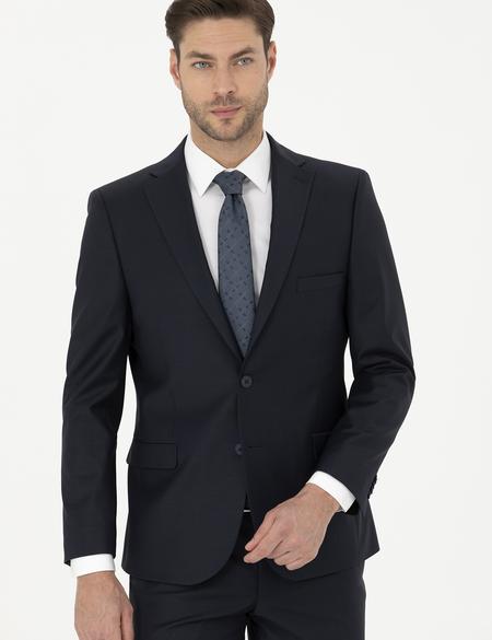 Lacivert Slim Fit Yün Karışımlı Takım Elbise - 50289262044