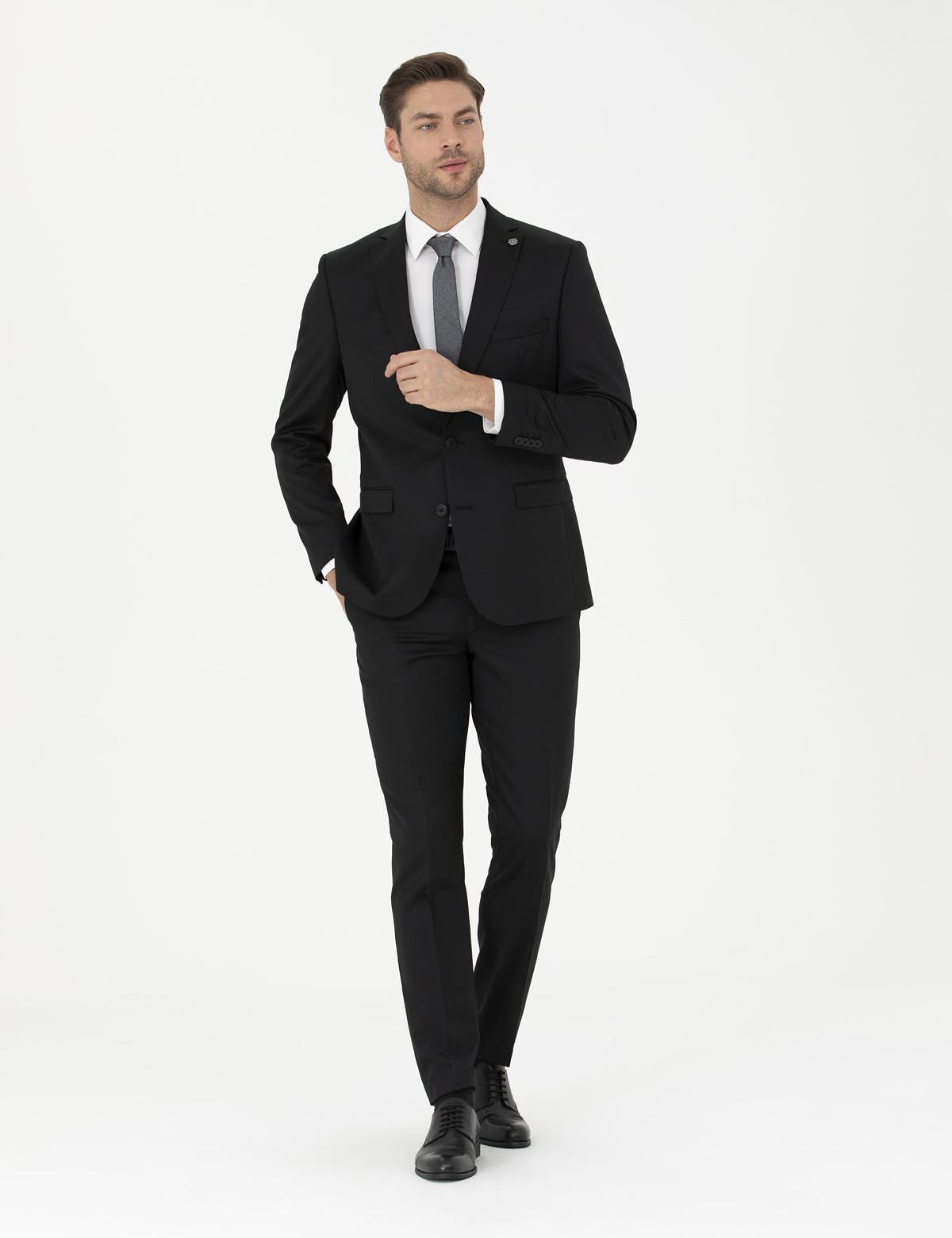 Siyah Slim Fit Takım Elbise