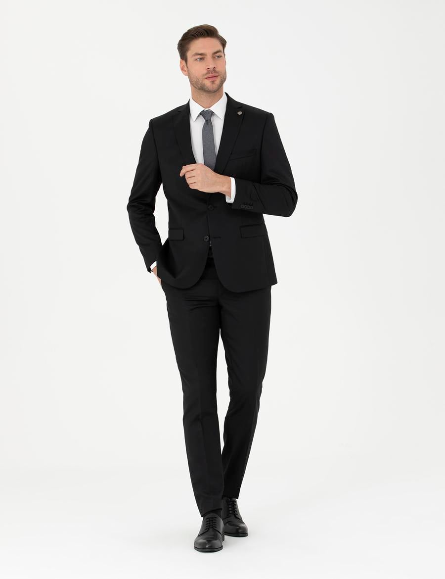 Siyah Slim Fit Takım Elbise