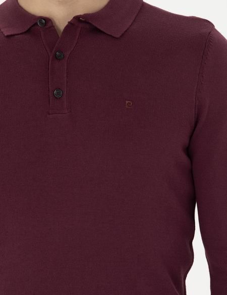 Bordo Slim Fit Polo Yaka Basic Triko Kazak - 50276350009