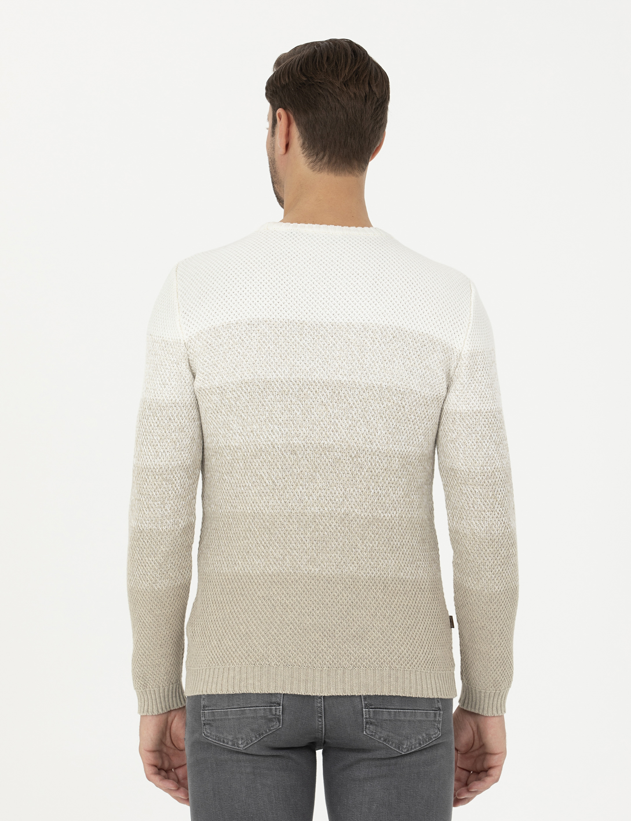 Pierre Cardin Kum Melanj Slim Fit Bisiklet Yaka Triko Kazak görsel 5