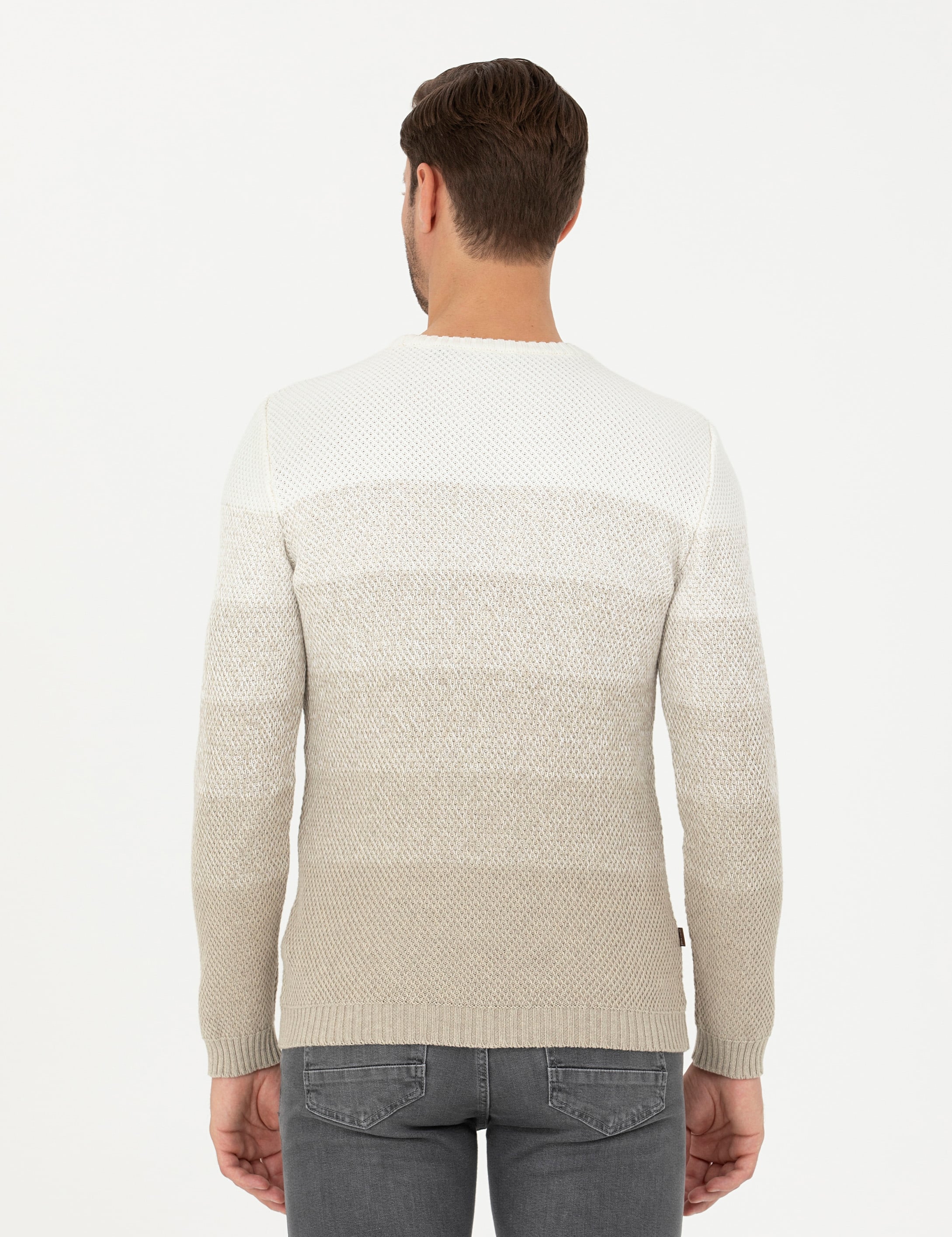 Kum Melanj Slim Fit Bisiklet Yaka Triko Kazak