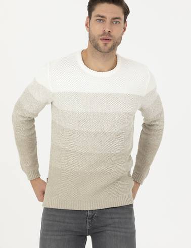Kum Melanj Slim Fit Bisiklet Yaka Triko Kazak