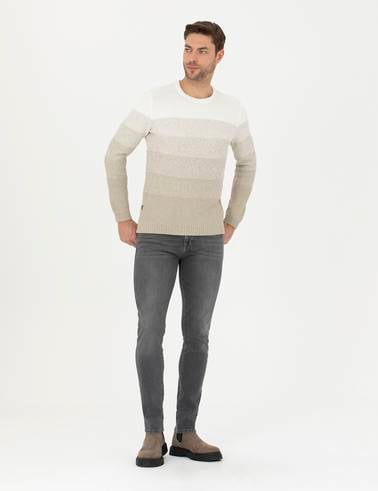 Kum Melanj Slim Fit Bisiklet Yaka Triko Kazak