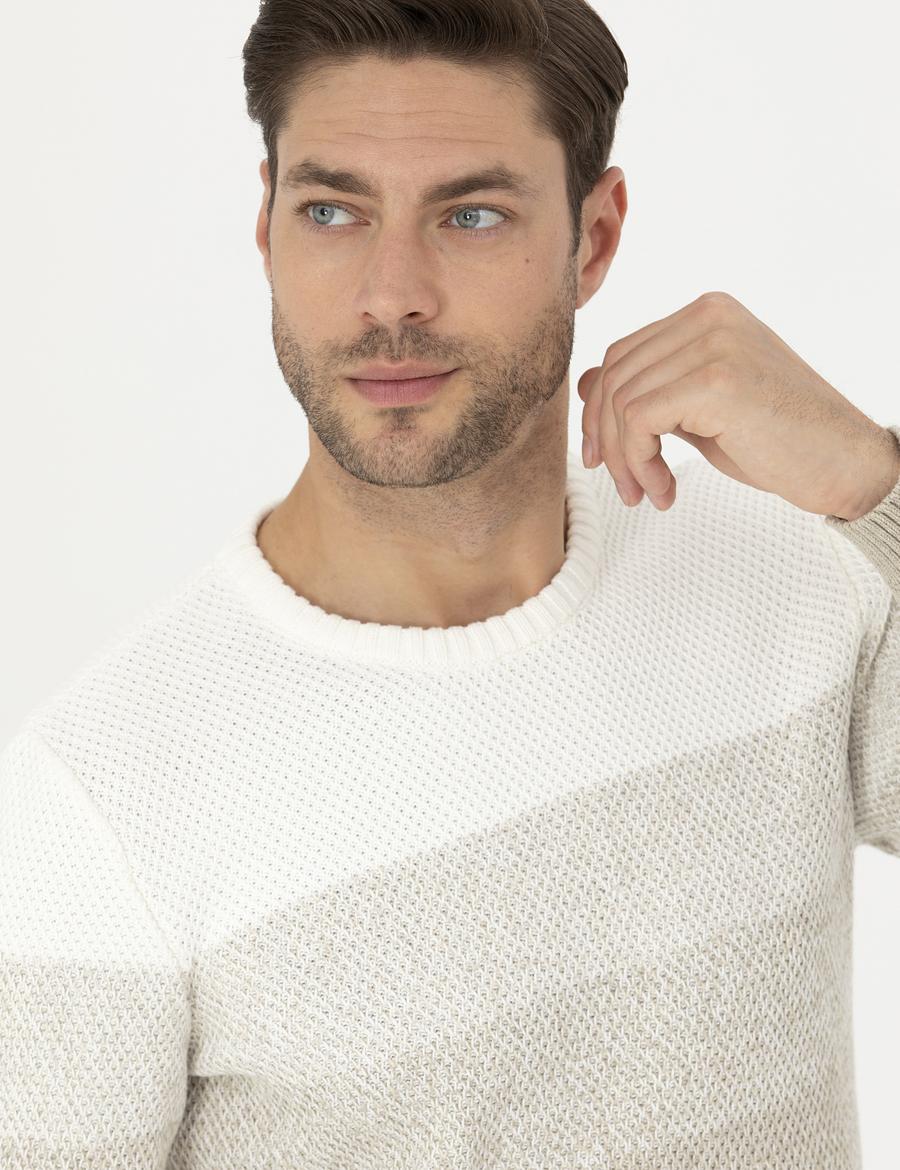 Kum Melanj Slim Fit Bisiklet Yaka Triko Kazak