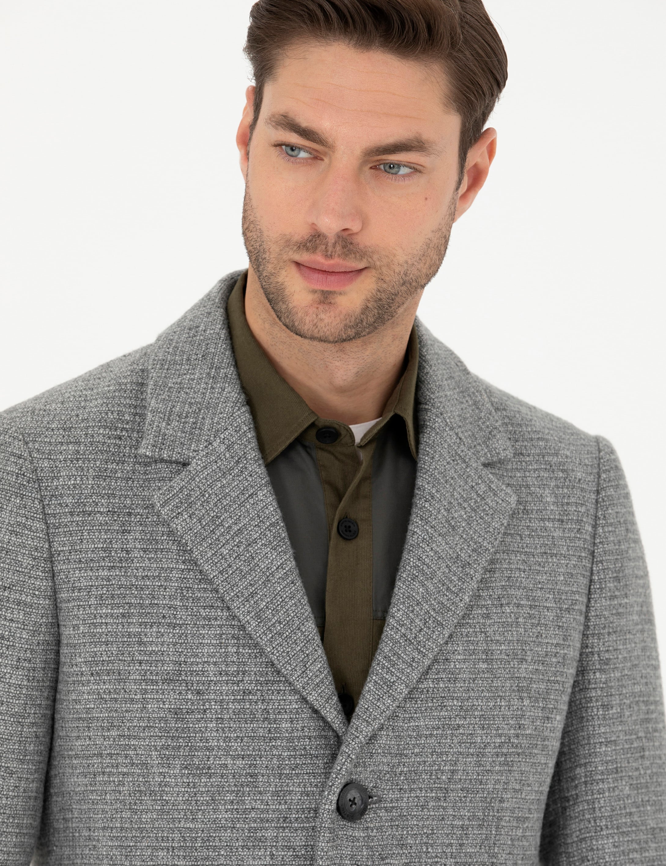 Pierre Cardin Gri Ex. Slim Fit Kaşe Kaban görsel 2