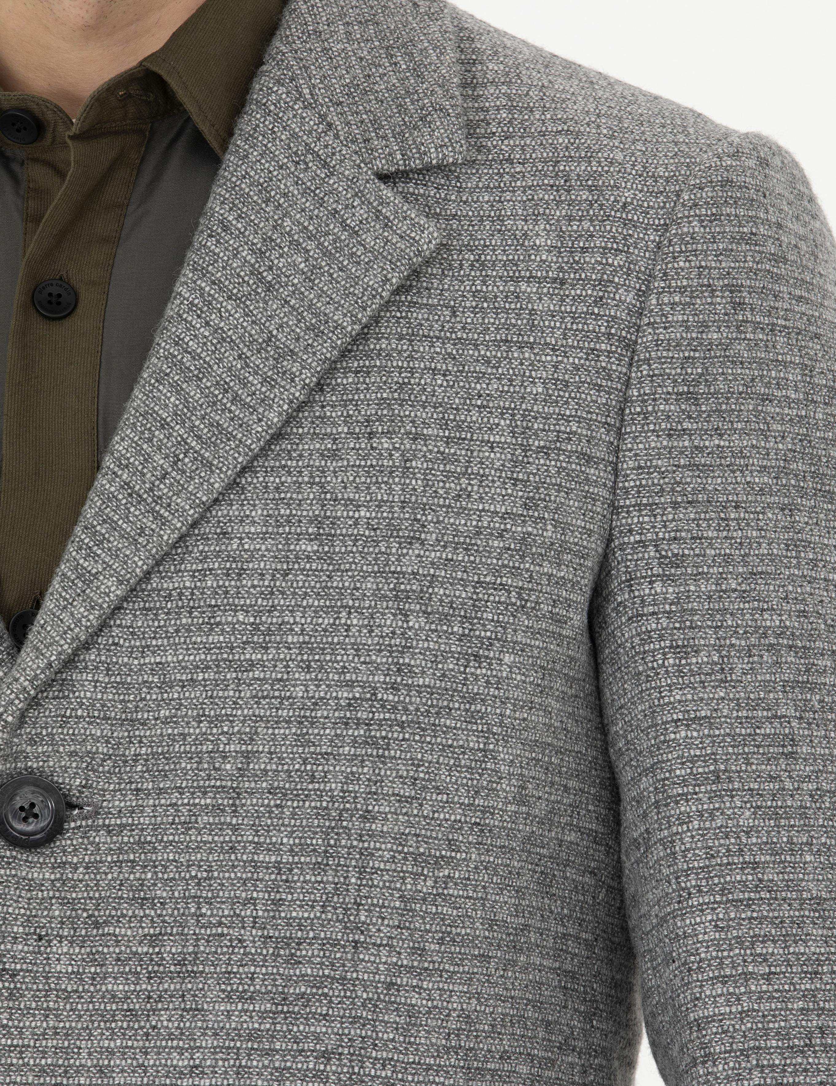 Gri Ex. Slim Fit Kaşe Kaban