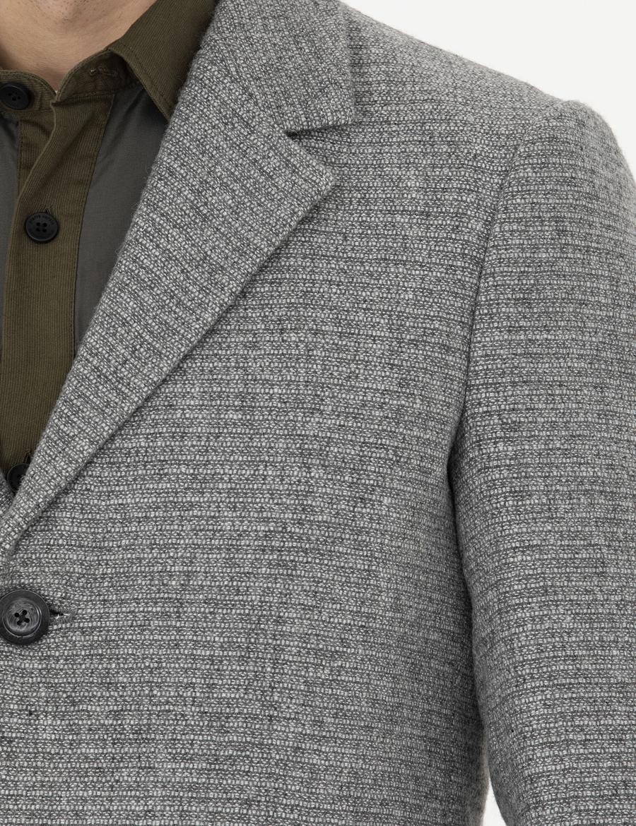 Gri Ex. Slim Fit Kaşe Kaban