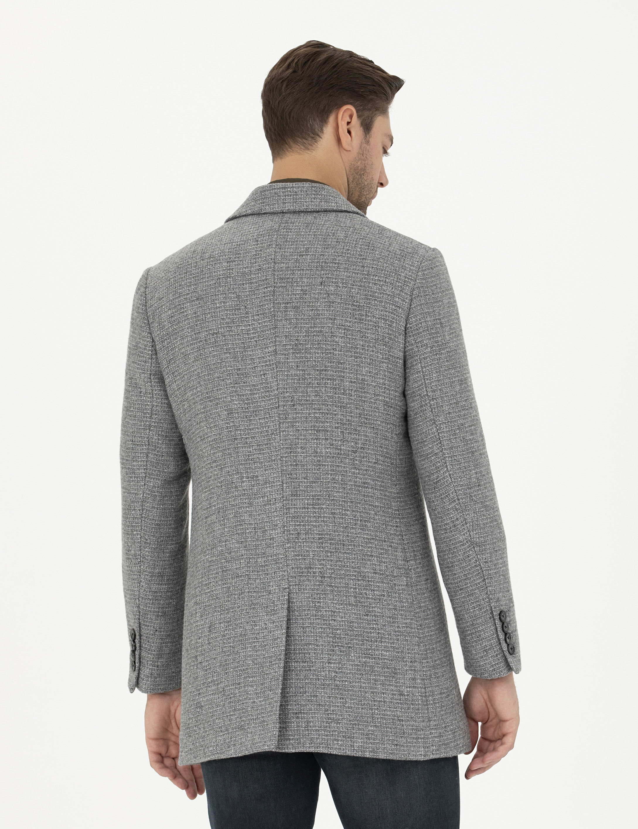 Pierre Cardin Gri Ex. Slim Fit Kaşe Kaban görsel 5