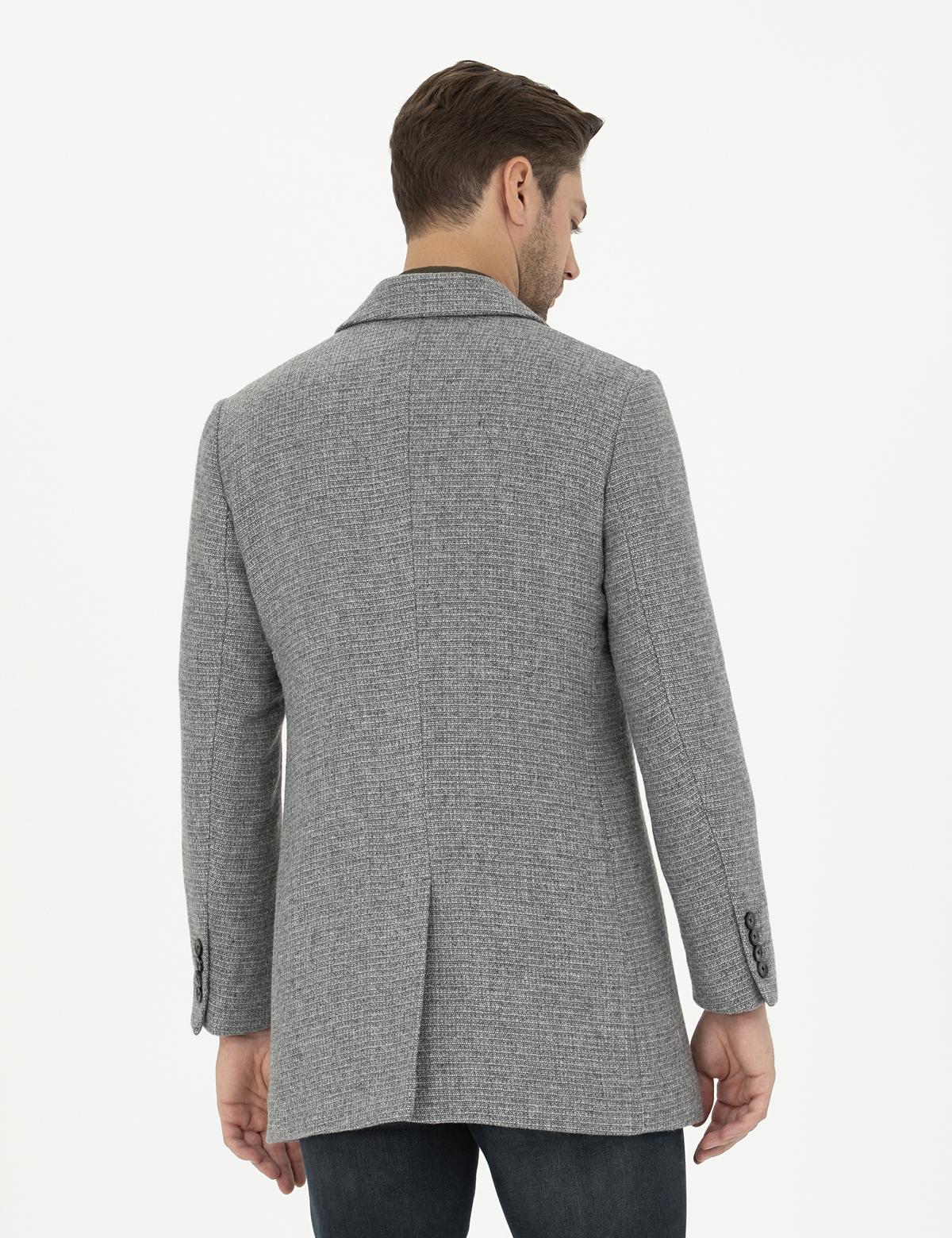 Gri Ex. Slim Fit Kaşe Kaban - 50284099008
