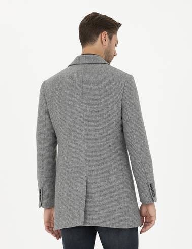 Gri Ex. Slim Fit Kaşe Kaban