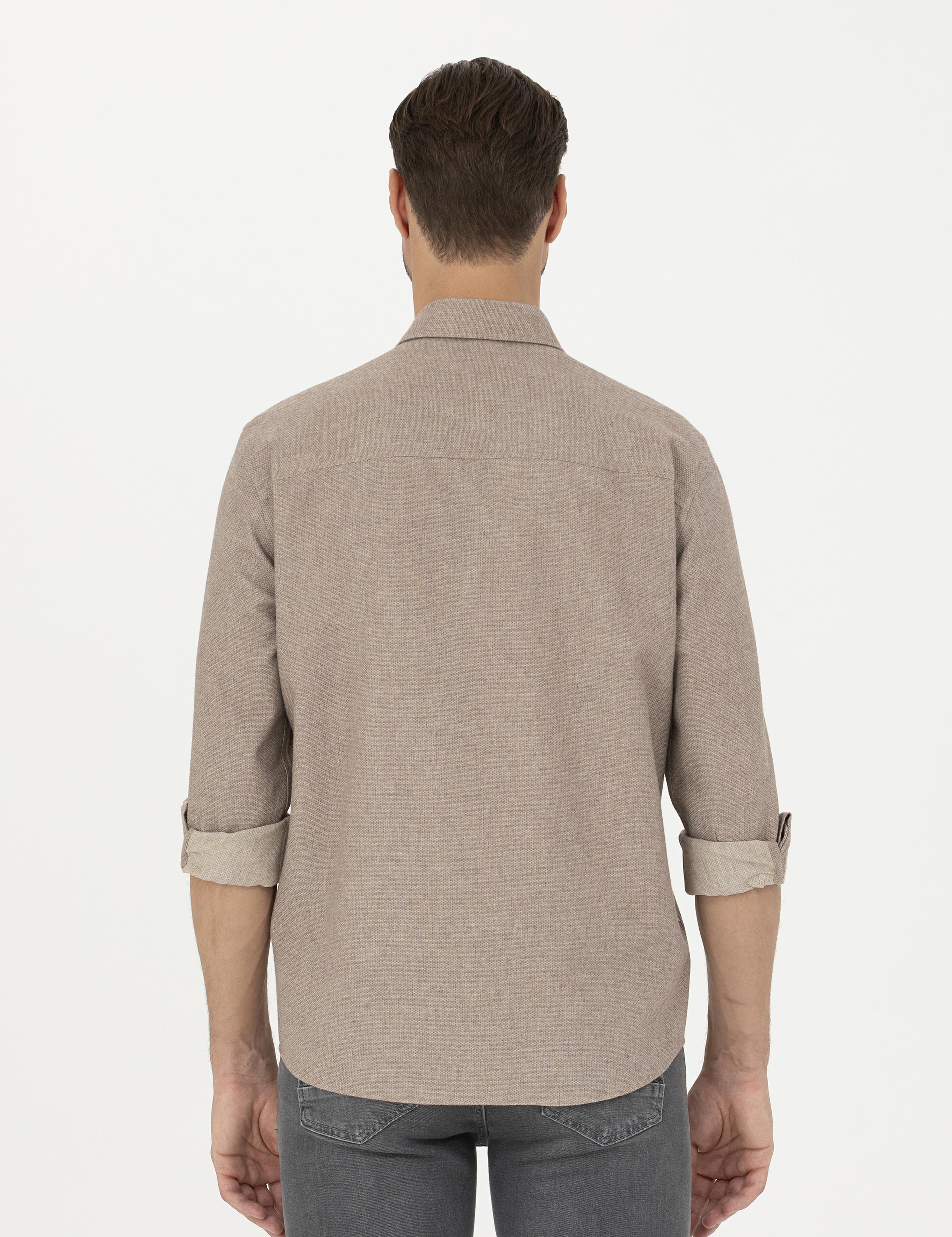 Bej Regular Fit Uzun Kollu Gömlek