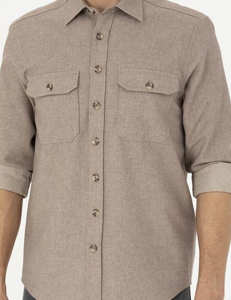 Bej Regular Fit Uzun Kollu Gömlek - 50277748001