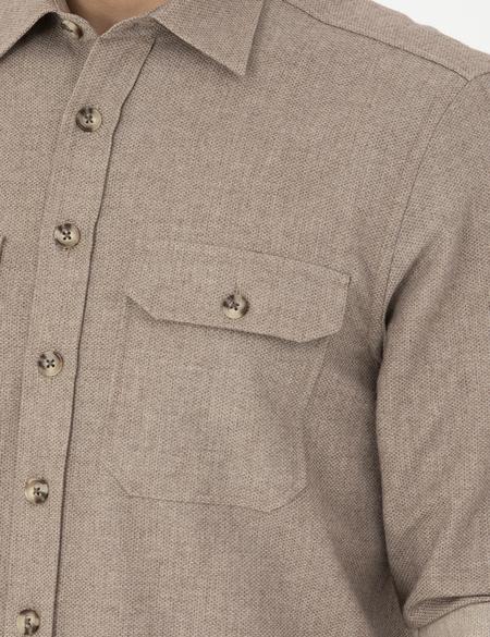 Bej Regular Fit Uzun Kollu Gömlek - 50277748001