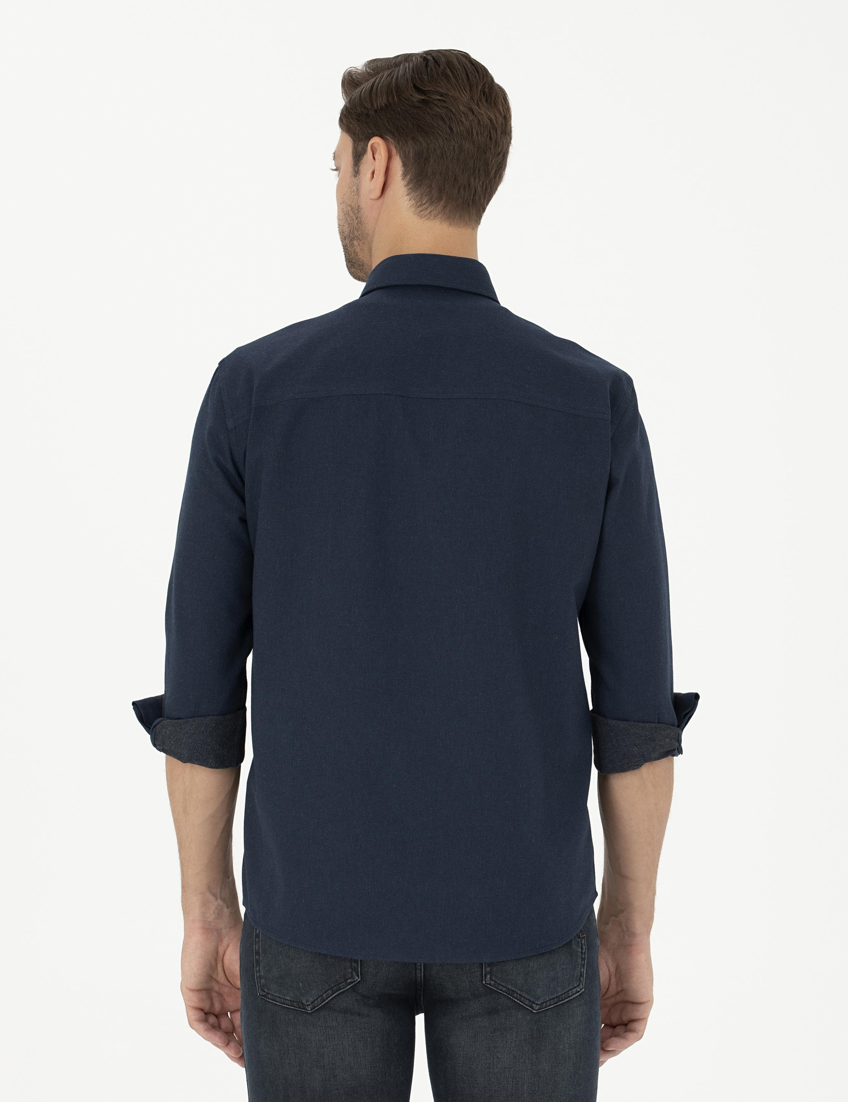 Lacivert Regular Fit Uzun Kollu Gömlek