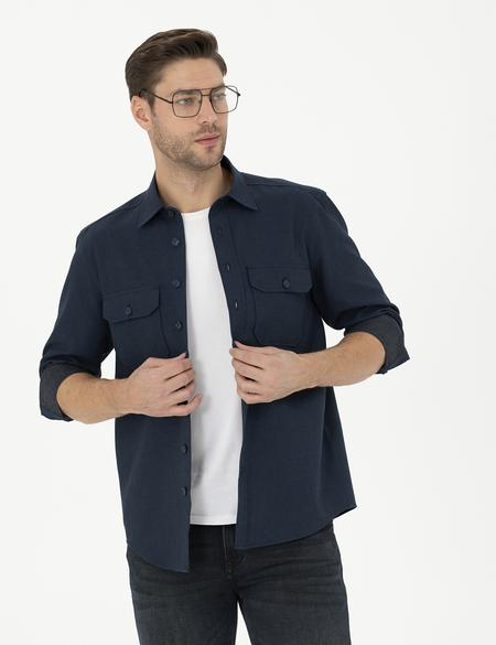 Lacivert Regular Fit Uzun Kollu Gömlek - 50277748010