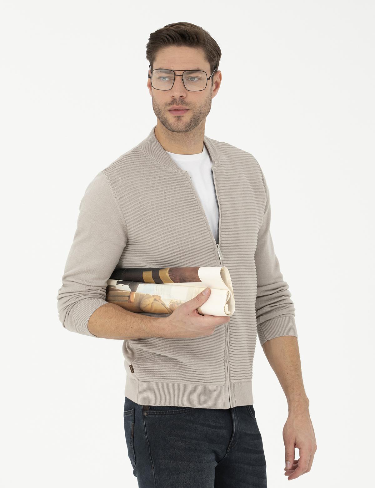 Kum Melanj Regular Fit Triko Hırka