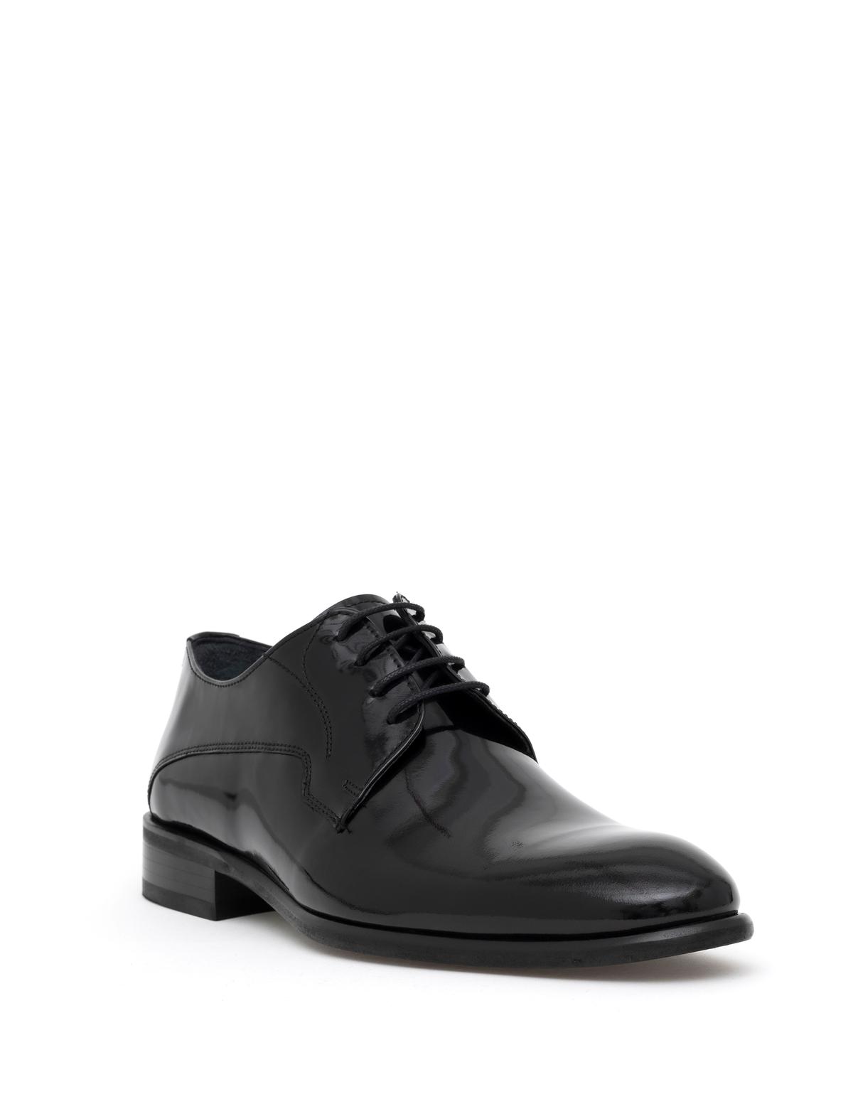 Siyah %100 Deri Damatlık Rugan Klasik Ayakkabı - 50287744002